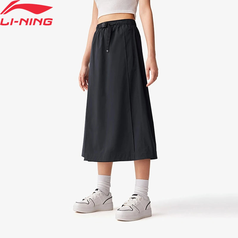 រ៉ូបកីឡាសម្រាប់នារី Li-Ning ធ្វើពីសរសៃ Polyester រលុង ងាយស្រួលដកដង្ហើម សំពត់វែងទាន់សម័យ អាចលៃតម្រូវបាន ASKV252