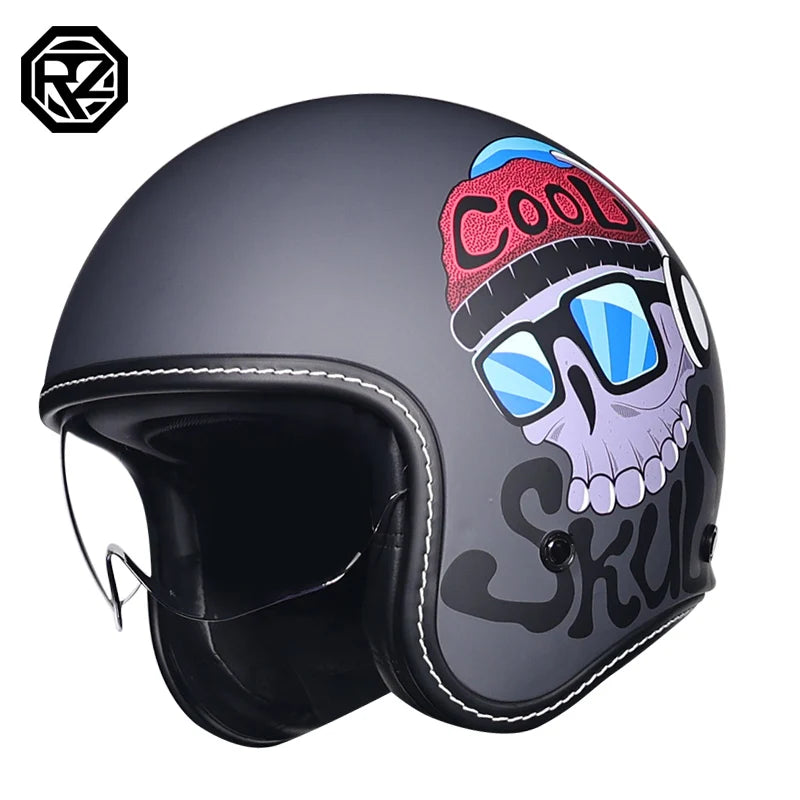 ORZ Retro Motorcycle Helmet Men's and Women's Half Helmet Cruise 3/4 Helmet Scooter Cruise