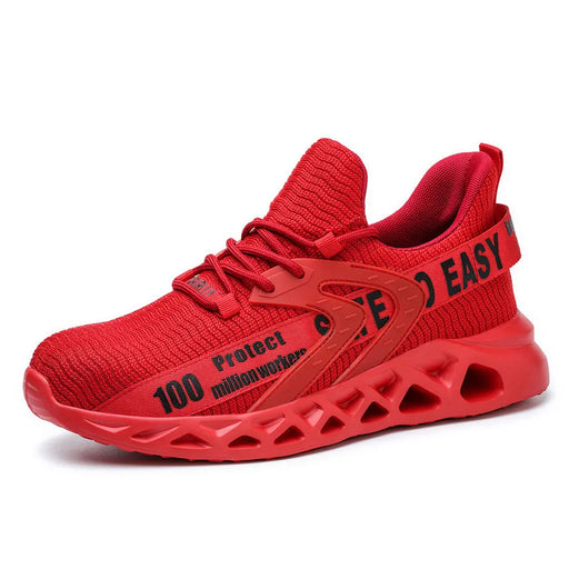 Autumn Safety Shoes For Men And Women Light Work Safty Sneakers Steel Toe Shoe Anti-smash Sneaker Indestructible Shoes YIZHONCO 311Red