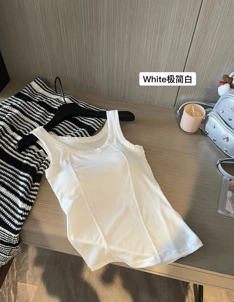 Chest Pad Modal Vest Women's Large Size Bottoming Shirt Slim Spring Summer One Piece Pajamas Top Casual Sleeping Wear Underwear