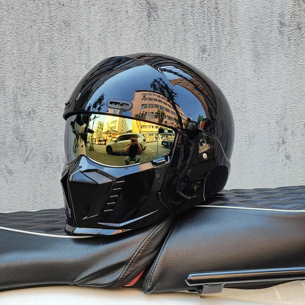 Black Samurai Scorpion Look Modular Combination Full Face Motorbike Helmet All Seasons Scooter Riding Protective Helmet ORZ-GB7