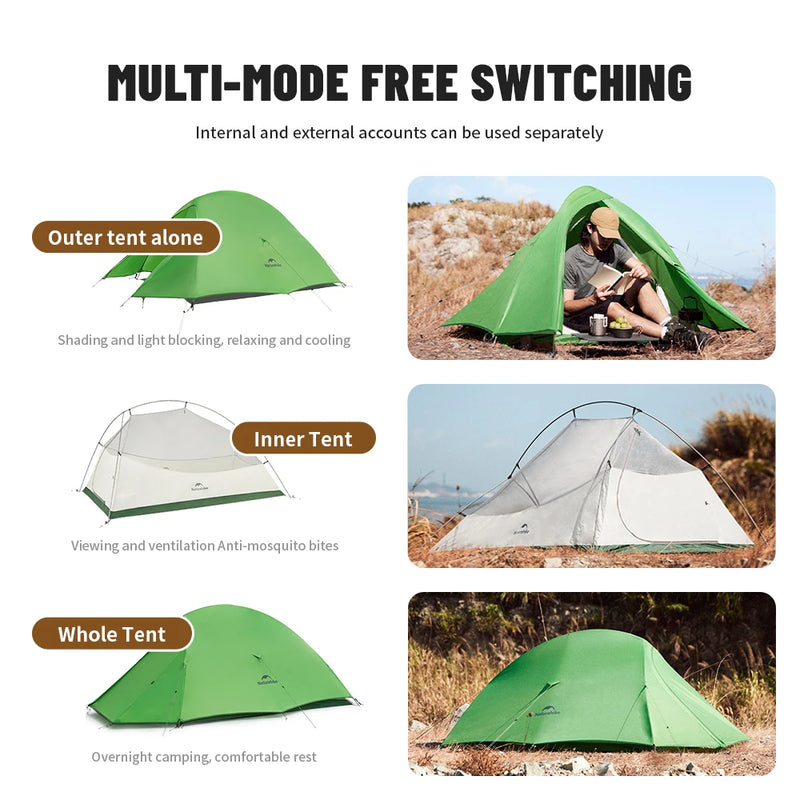 Naturehike New Cloud Up Base Camping Tent 1 2 3Person Lightweight Waterproof Backpacking Tent Outdoor Cycling Hiking Travel Tent
