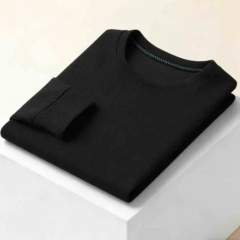 Classic Men's Solid  Crew Neck Long Sleeve Sweater Soft Touch Business Casual Top for Daily Life