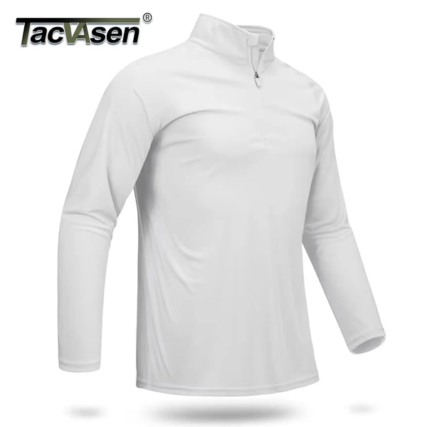 TACVASEN UPF 50+ T-shirts Men's 1/4 Zip UV Protection Long Sleeve T Shirts Fishing Hiking Performance Tee Shirts Pullover Tops