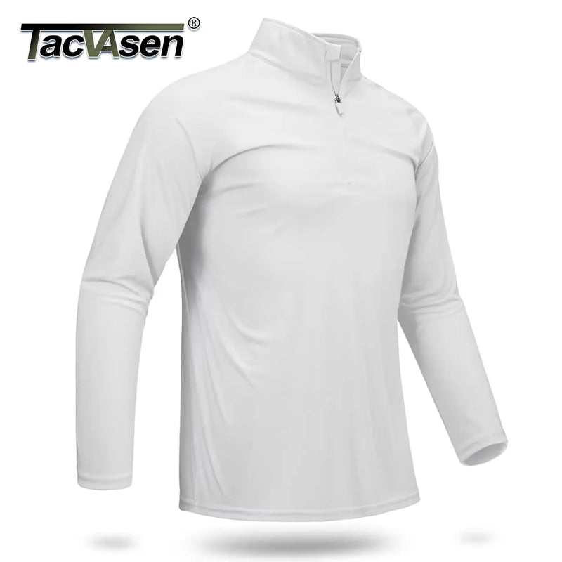 TACVASEN UPF 50+ T-shirts Men's 1/4 Zip UV Protection Long Sleeve T Shirts Fishing Hiking Performance Tee Shirts Pullover Tops