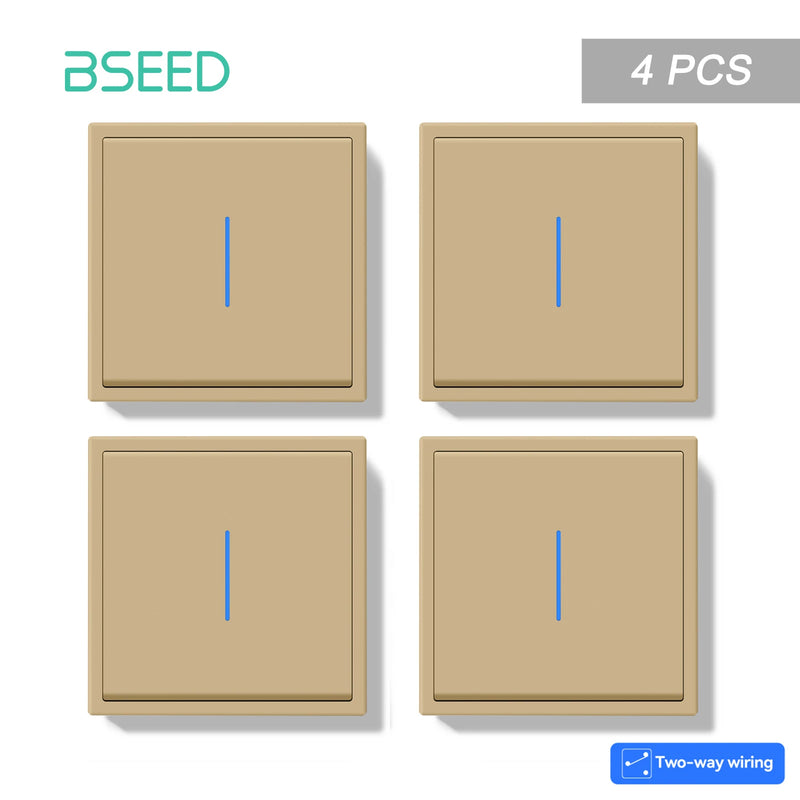 BSEED E Series 1/2/4/8 Packs 1Gang 2Way Button Light Switch Plastic Frame Wall Light Switch On Off For Stairs LED Backlight