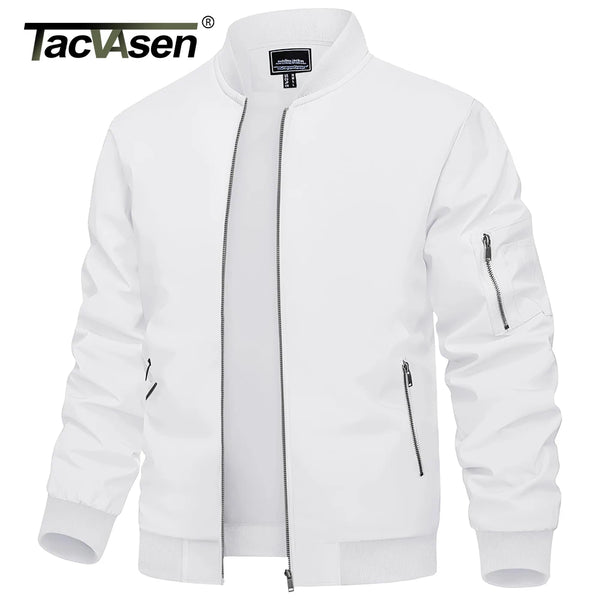 TACVASEN Men's Flight Jacket Summer Autumn Thin Lightweight Casual Windbreaker Multi-pockets Full Zip Up Varsity Baseball Jacket