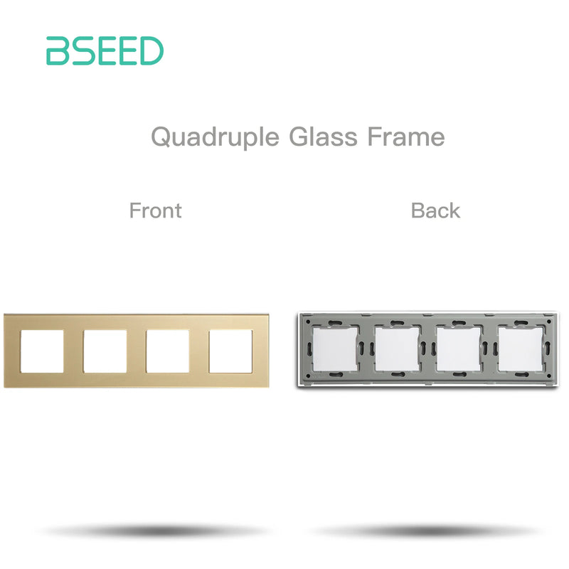 BSEED EU Standard Wall Light Switch Module Electrical Outlets Button Switch DIY Function Part Glass Panel Free Collocation Gold