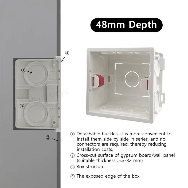 Model 86 Adjustable International Bottom Box, Wall Switch Socket Internal Mounting Box, Electrical Socket and Accessories