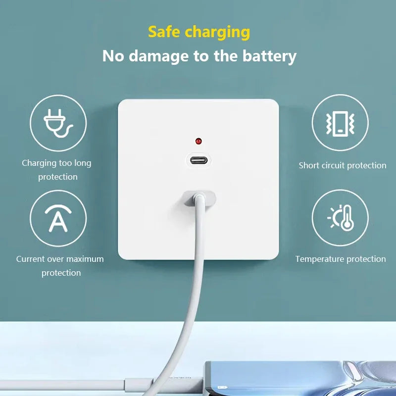 Black Universal Wall USB C Socket, 10W Type-c 2port USB Plug Adapter Outlet, Wall-mounted Eu 220V Electrical Power Socket
