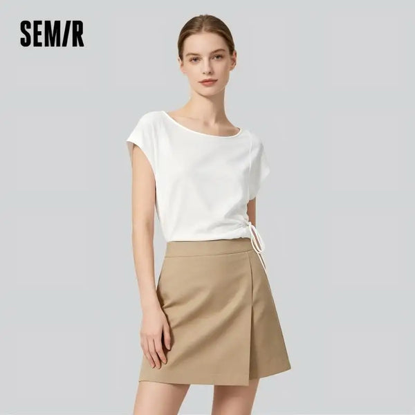 អាវយឺតស្ត្រី Semir ឆ្នាំ ២០២៦ ក រាងដូចធ្នូ បែកជាពីរ កប្បាសសុទ្ធ រចនាប័ទ្មទន់ភ្លន់ ទន់ ធម្មតា