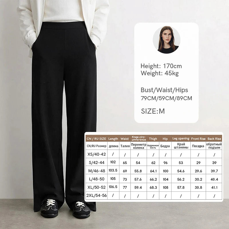 Amii Wide Leg Women's Pants 2026 Autumn New Air Layer Flowy Casual Trousers Loose Daily Elastic Waist Women's Clothing 12623009