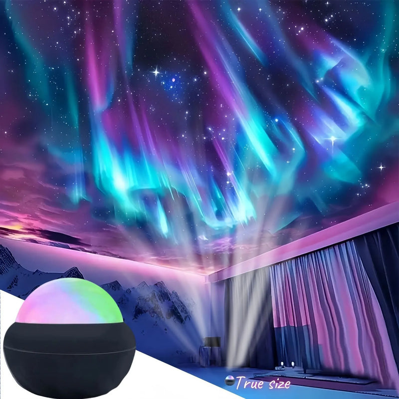 បញ្ជា USB LED Galaxy Projector ចង្កៀងបាល់បង្វិលដោយស្វ័យប្រវត្តិ 360° ភ្លើងរាត្រីបរិយាកាស ភ្លើងខាងជើងពីចម្ងាយសម្រាប់ការតុបតែងបន្ទប់ពិធីជប់លៀង