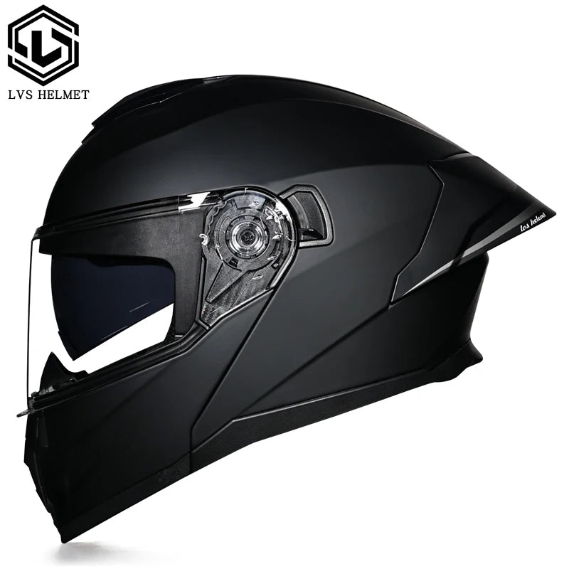 LVS-909S Modular Flip Up Motorcycle Helmet Dual Visor Big Rear Spoiler ABS Full Face Moto Helmet DOT Approved Casco Moto
