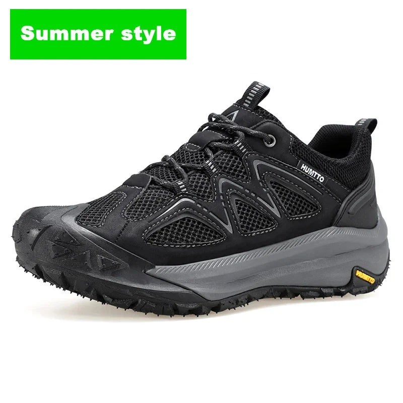 HUMTTO Breathable Trekking Shoes for Men Outdoor Men's Sports Shoes Non-slip Hiking Boots Leather Safety Walking Sneakers Man