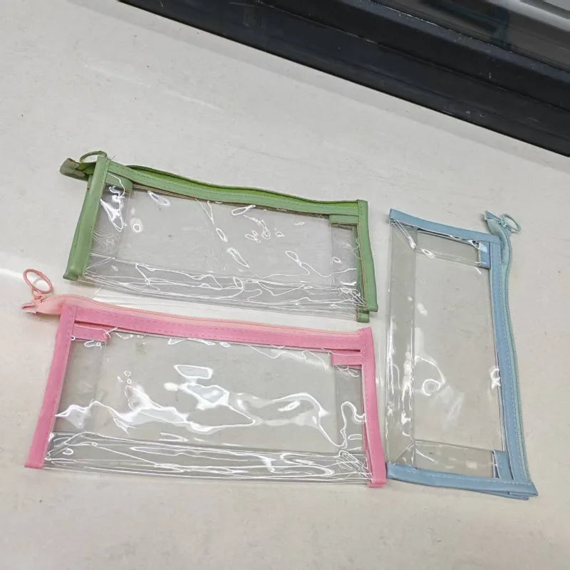 1pc Transparent Triangle Pencil Case, PVC Large-Capacity Storage Bag, Exam Pencil Zipper Stationery Pouch, Pencil Pouch