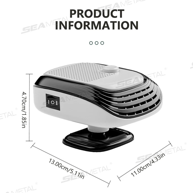 SEAMETAL Car Winter Fast Heating 120w 12V Electric Heated Fan Auto Windshield Defogging Heating Cooling Fan for Car Truck RV SUV