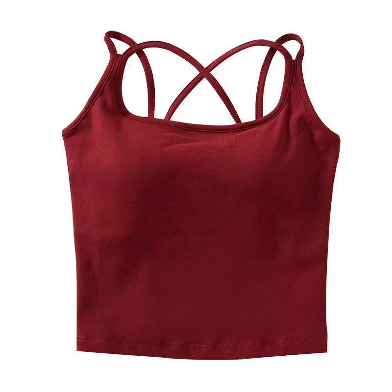 Cotton Chest Pads Vest Beautiful Back Suspenders Integrated Bra Sleepwear Top Slim Bottoming Underwear Women One Piece Pajamas