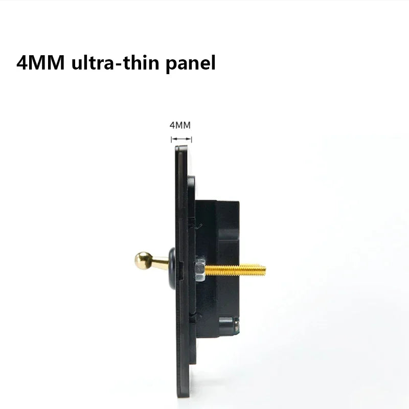 86 Type Retro Switch 1-4 Gang 2 Way Wall Light Brass Lever Toggle Switch Black Matte Stainless Steel Panel EU FR Power Outlet