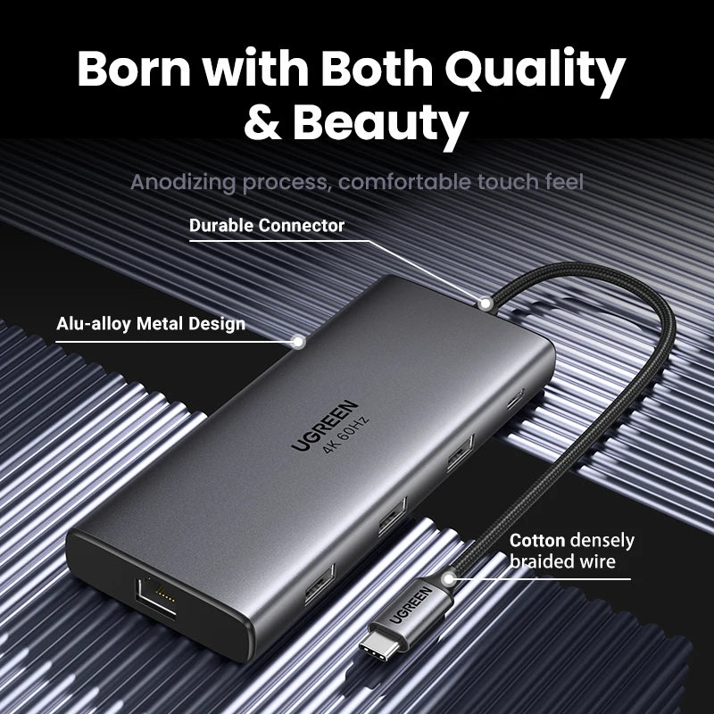 UGREEN USB-C HUB to 4K60Hz HDMI RJ45 Gigabit PD100W SD&TF USB3.2 10Gbps Splitter for MacBook Laptop Accessories Docking Station