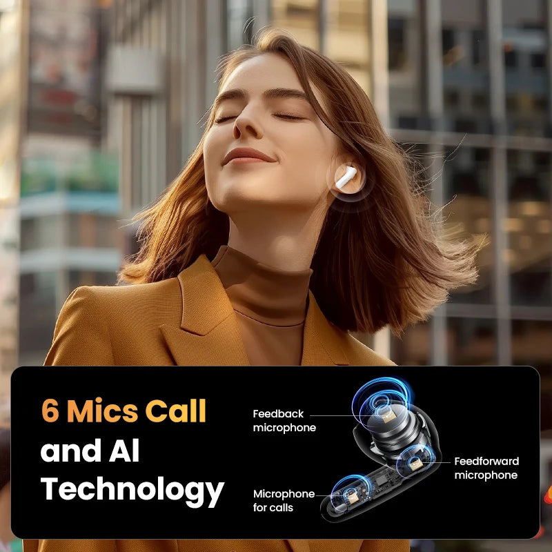 UGREEN ANC Semi-open TWS Adaptive Active Noise Cancelling Earbuds LDAC Hi-Res Audio Wireless Bluetooth Earphones Headphones