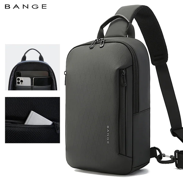 BANGE Business Lightweight Crossbody Bag for Men Portable Shoulder Messenger Bags Male Waterproof Travel Short Trip Chest Bag