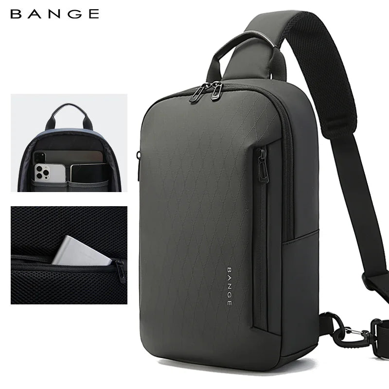 BANGE Business Lightweight Crossbody Bag for Men Portable Shoulder Messenger Bags Male Waterproof Travel Short Trip Chest Bag