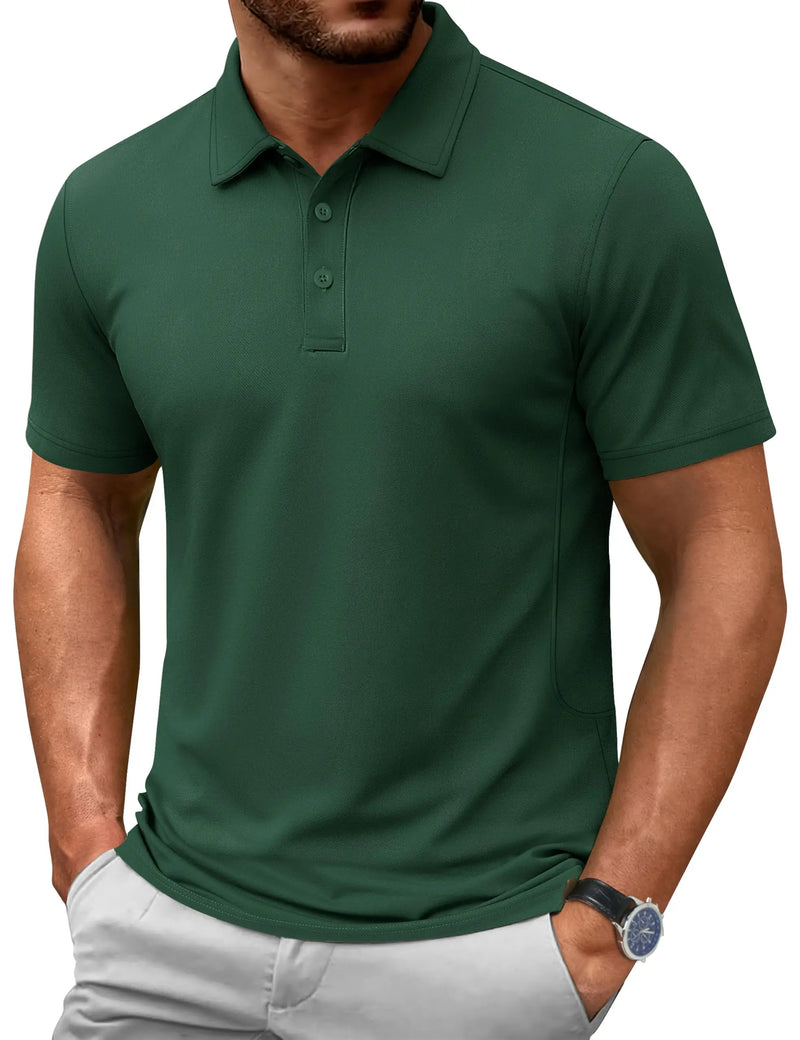 TACVASEN Summer 72% Cotton Polos T-shirts Mens Breathable Golf Polo T-Shirt Active Sport Hiking Tee Shirts Casual Work Tops Male