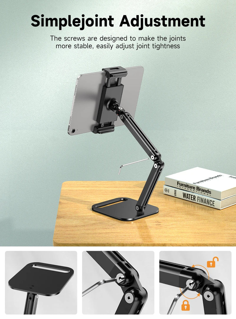 ឈុតស្ព្រីងដែក UPERFECT Ustand D18 អាចបត់បែនបានសម្រាប់តង្កៀបម៉ូនីទ័រចល័តទំហំ 10-18.5 អ៊ីញ ដែលអាចលៃតម្រូវបាន 360° អេក្រង់បញ្ឈរខាងក្រៅ
