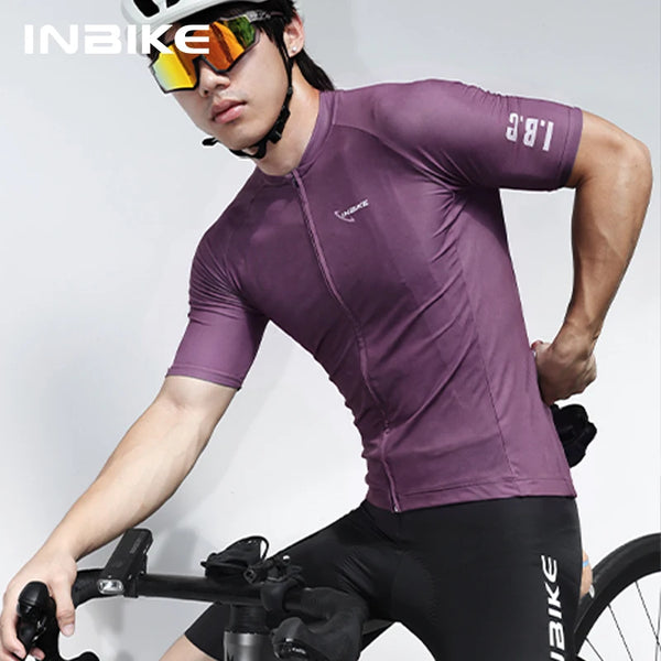 INBIKE Men's Road Cycling Jersey Quick-Dry Fabric with Mesh Bike Jersey for Mountain Biking Clothing with Pockets Lightweight