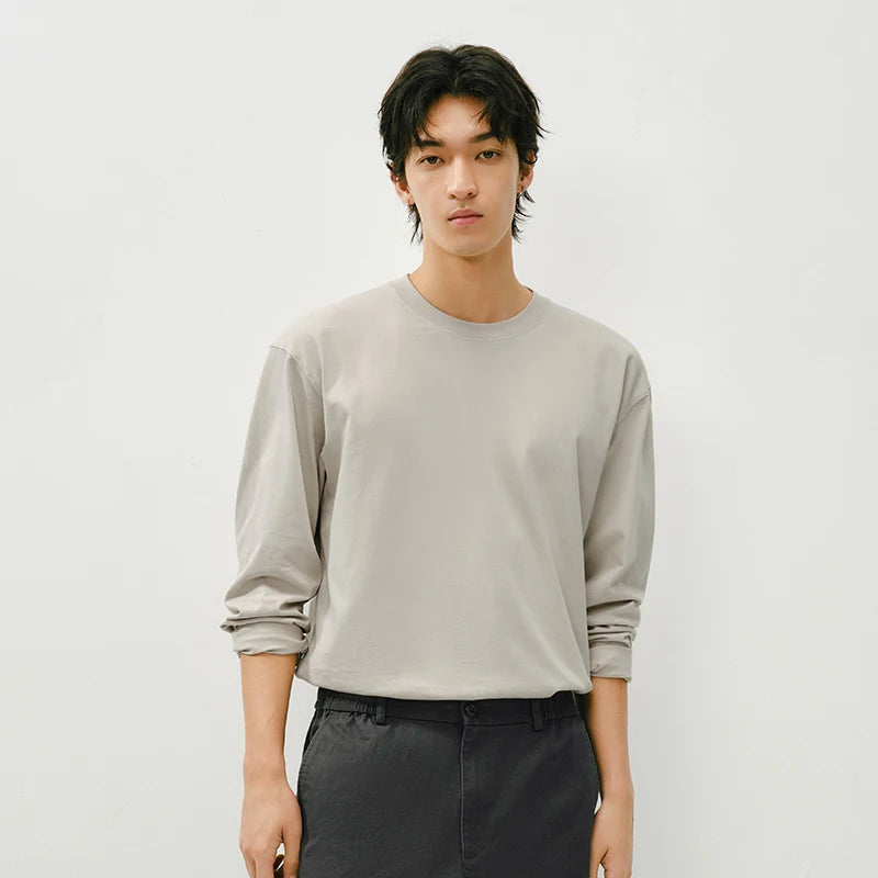 Semir Versatile Tshirt Unisex 2026 Spring Autumn Cotton White Basic Inner Layer Casual Couple Style Daily Wear Top