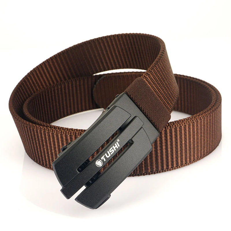 TUSHI Metal Men Belt Army Outdoor Hunting Tactical Multi Function Combat Survival High Quality Marine Corps Nylon Male Luxury
