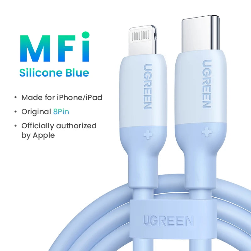 UGREEN MFi 20W PD USB Type C to Lightning Cable for iPhone 14 13 12 Pro Max Fast Charging for iPad Mini Phone Type C Cables