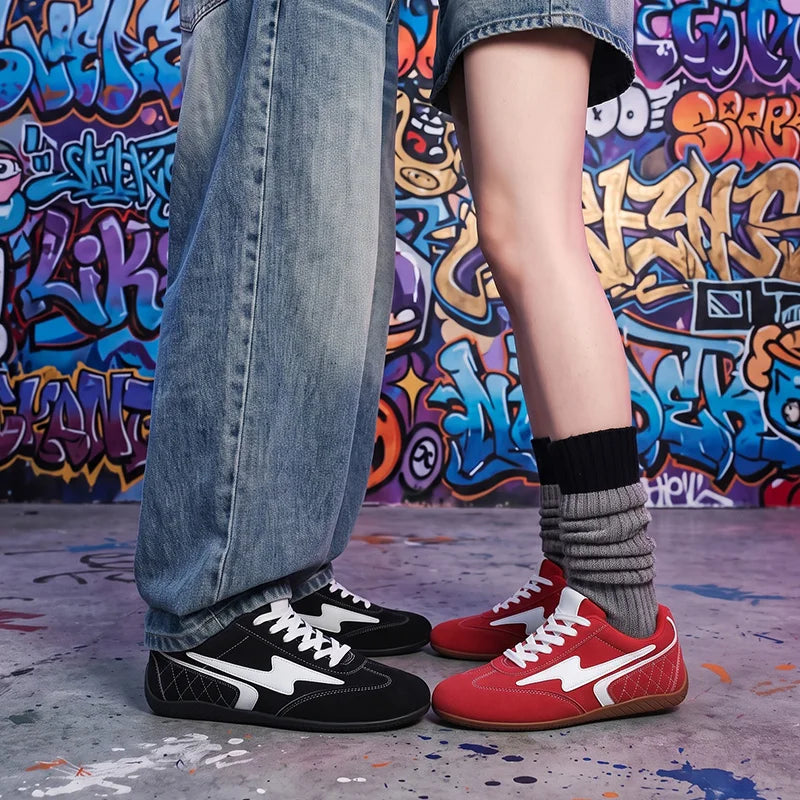Men Women's Casual Preppy Leather Shoes Soft Sole Four Seasons Flat Breathable Comfort Outdoor Fashion Couples Walking Sneakers