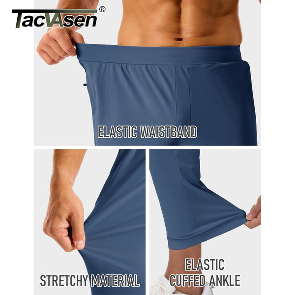 TACVASEN Golf Pants Men's Stretch Joggers with Zipper Pockets Breathable Lightweight Pants Work Casual Slack for Men Running