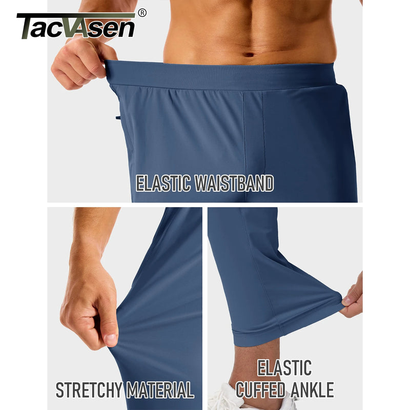 TACVASEN Golf Pants Men's Stretch Joggers with Zipper Pockets Breathable Lightweight Pants Work Casual Slack for Men Running