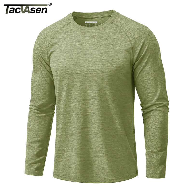 TACVASEN Men's Spring UPF 50+ Fishing T-Shirt Long Sleeve Quick Dry Breathable Outdoor Athletic Tee for Hiking Running Workout