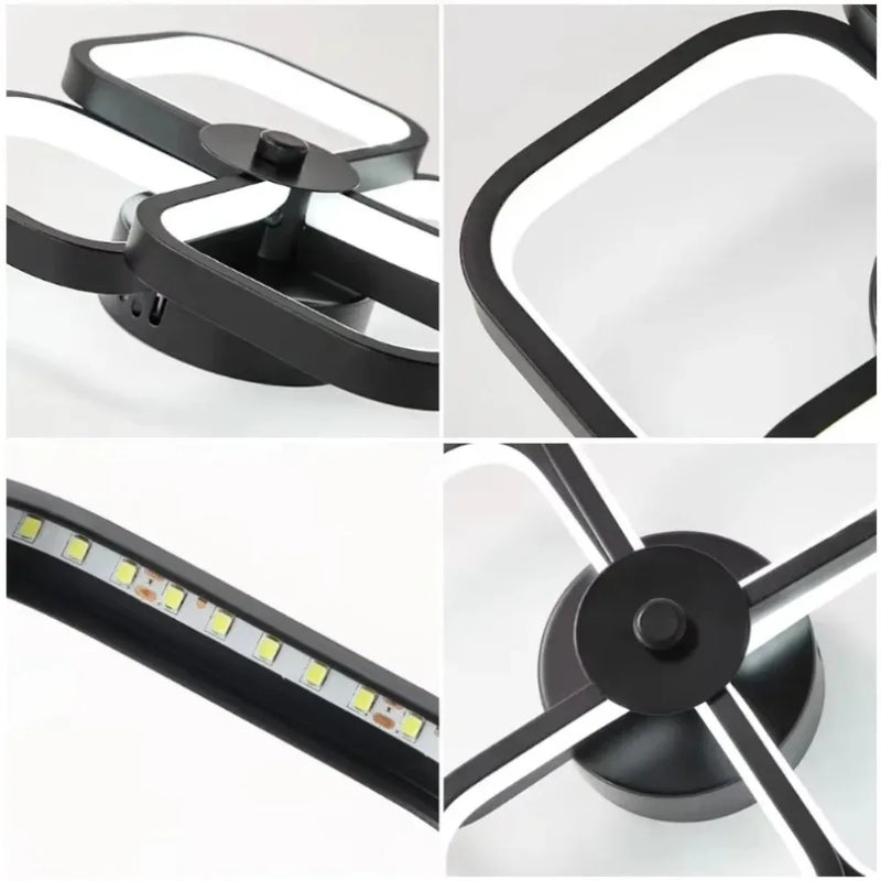 LED Ceiling Light Modern Square, Nordic 4 Panel Ceiling Lamp 6500K Cool White, for Living Room Bedroom Indoor Lighting