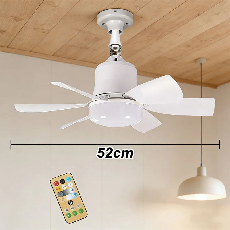 Lights Bulb Ceiling Fan for Bedroom Dimmable E27 Base Led Ceiling Fans with Light and Remote Control 3 Colors 3 Speeds 42/52cm