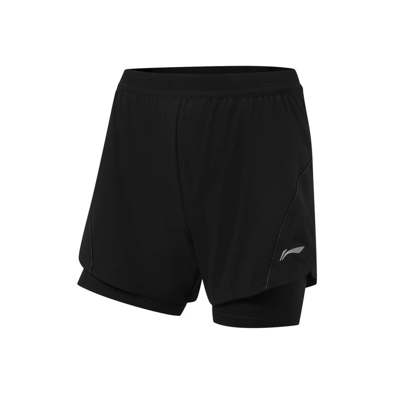 ខោរត់ Li-Ning សម្រាប់នារី 2 ក្នុង 1 ស្ងួត 88% Polyester 12% Elastane ខោធម្មតា មានខ្យល់ចេញចូលបានល្អ AKSW330