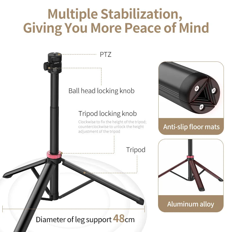 ជើងទ្រភ្លើងអាលុយមីញ៉ូម Ulanzi MT-79 ប្រវែង 2 ម៉ែត្រ ជើងទ្រជើងកាមេរ៉ាចល័ត សម្រាប់កាមេរ៉ា DSLR ស្មាតហ្វូន ភ្លើង LED វីដេអូ Flash Projector