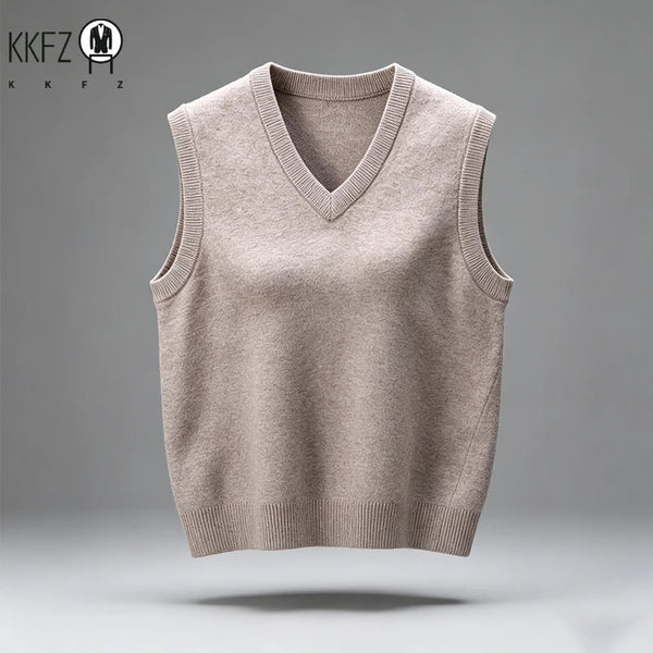 New Arrival Mens V Collar Knit Vest Thick Soft Knitting Material Slim Cut Sleeveless Autumn Winter Outer Layer Tops
