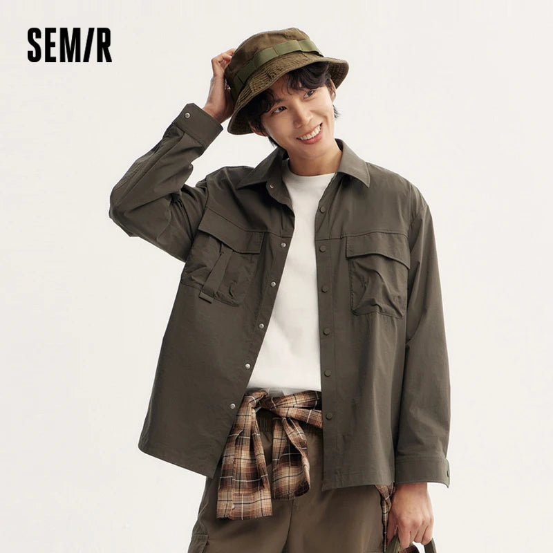 Semir Workwear Shirt Long Sleeve Plain Collar Loose Fit Unisex 2025 Autumn Casual Fashion Comfortable Stylish Top