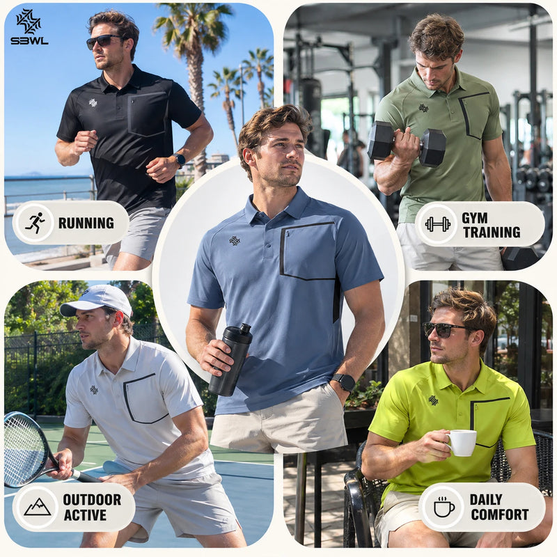SBWL 2026 Summer Harajuku Quick Dry Men's Sports T-Shirt Outdoor Running Casual Light Short Sleeve Fitness Gym Top Tees