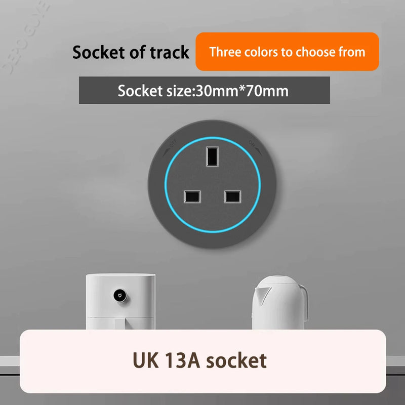 Imitation wood grain Rail Mobile Power Track Socket EU/Universal/UK/USB Type-C Kitchen Bathroom Office Wall Mounted Socket Plugs