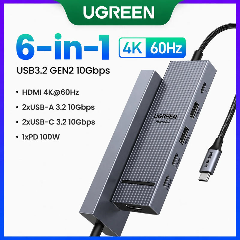 UGREEN 12-in-1 USB HUB Type-C to 2HDMI 4K120Hz DP USB3.2 10Gbps SD/TF RJ45 PD100W for Windows Dell HP Laptop Accessories Docking