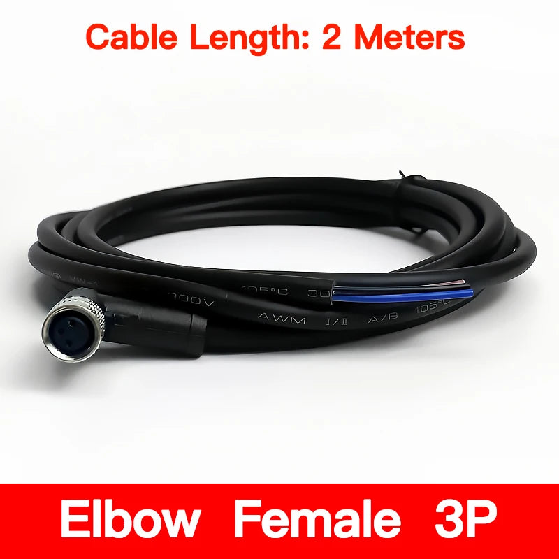 2Meters Waterproof M8 Sensor Connector, Male & Female 3/4/5/6/8 Pin, Integrated Injection Molding Industrial Cable Plug