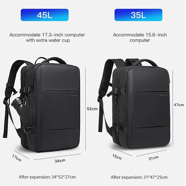 BANGE Business Expandable Backpack Waterproof 17.3 in Laptop Backpack Man Big Capacity Hiking Travel Bag Male Backpacks with USB