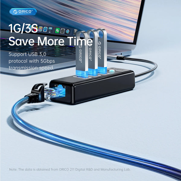 ORICO USB 3.0 Type C HUB RJ45 1000Mbps Ethernet Lan Adapter Gigabit Network Card 5Gbps OTG Splitter For PC Computer Accessories
