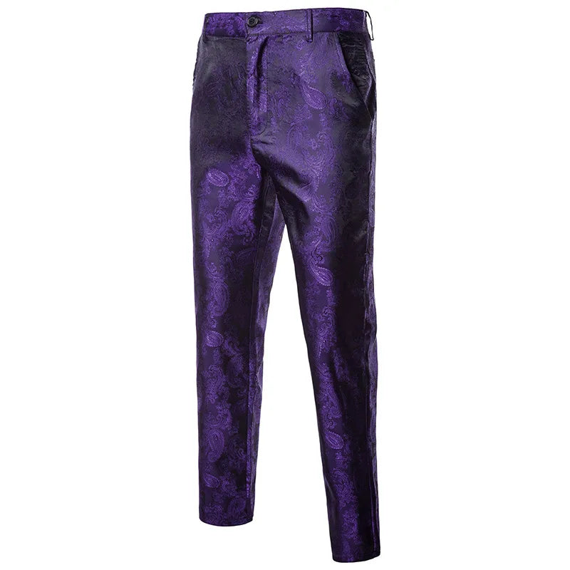2026 Spring Lightweight Men's Purple Suit Two-Piece Set, Wedding Party Formal Jacket with Trousers. Yellow, Blue, Red Available